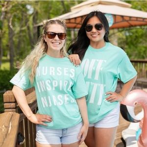 *REVERSIBLE* nurses inspire nurses aqua tshirt